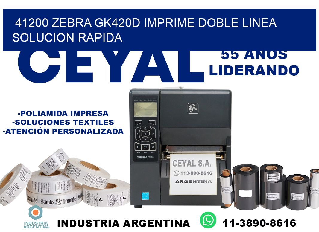 41200 zebra gk420d imprime doble linea solucion rapida