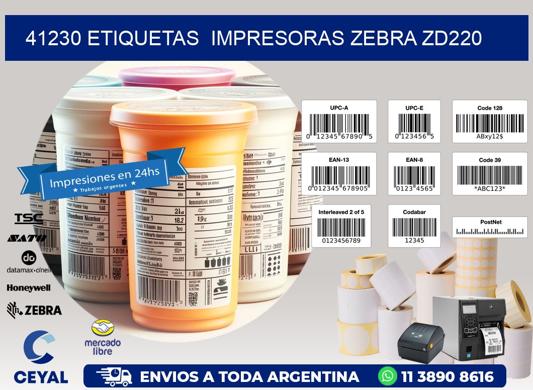 41230 etiquetas  impresoras zebra zd220