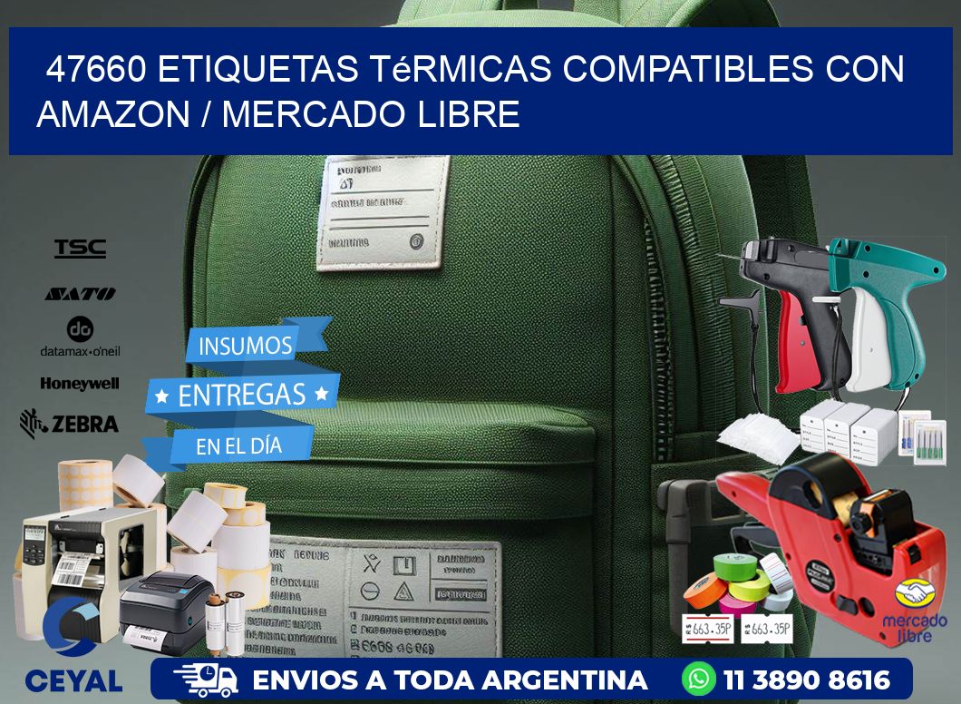47660 etiquetas térmicas compatibles con Amazon / Mercado Libre