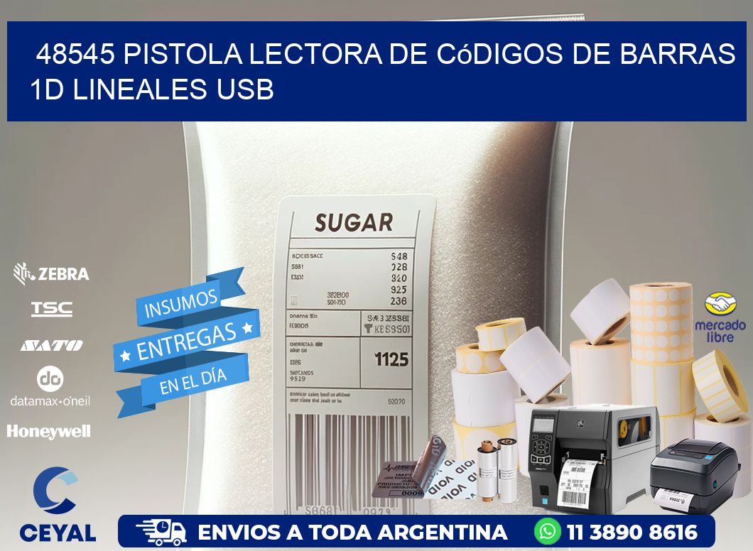 48545 Pistola Lectora De Códigos De Barras 1d Lineales Usb
