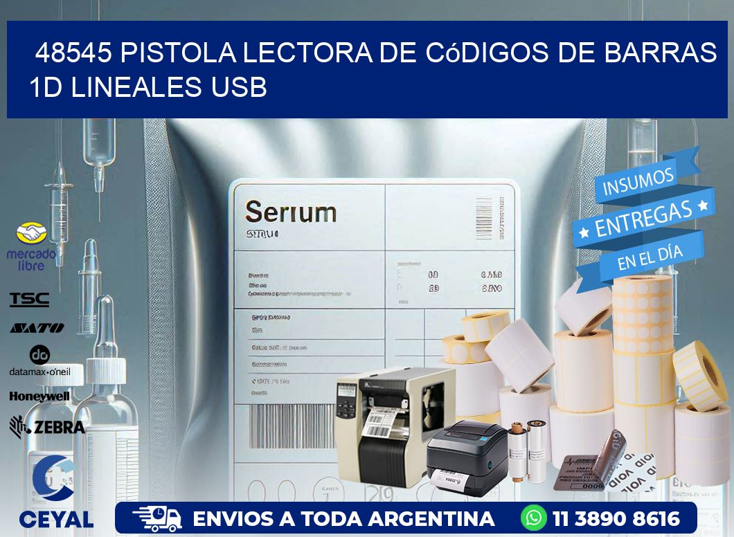 48545 Pistola Lectora De Códigos De Barras 1d Lineales Usb