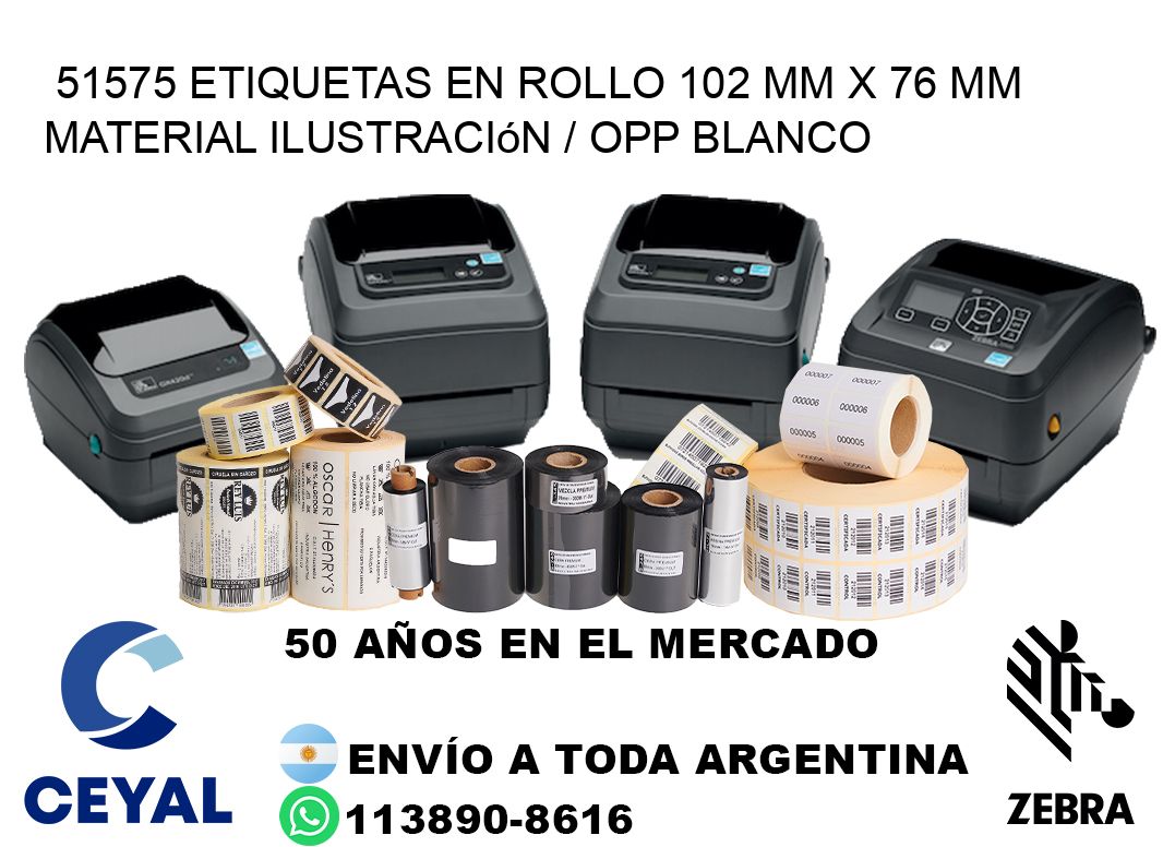 51575 Etiquetas en rollo 102 mm x 76 mm material Ilustración / OPP Blanco