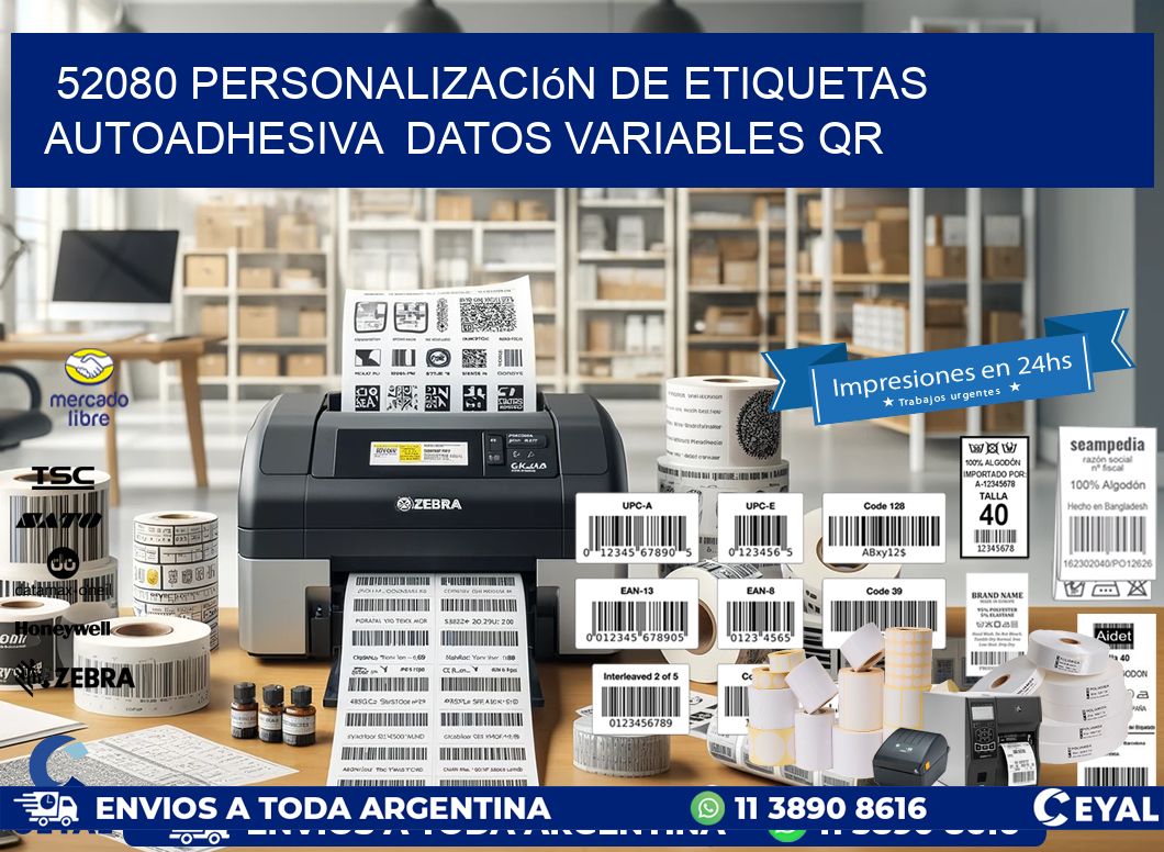 52080 Personalización de etiquetas autoadhesiva  datos variables QR