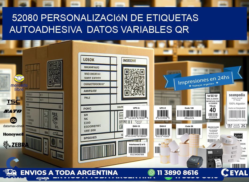 52080 Personalización de etiquetas autoadhesiva  datos variables QR