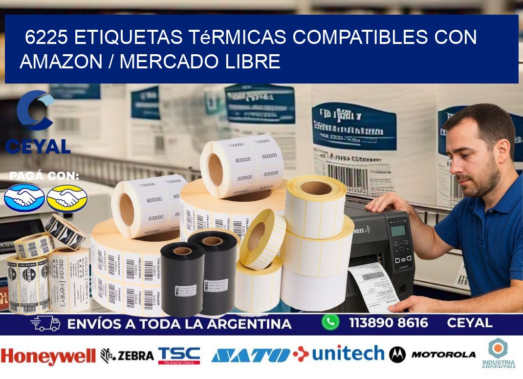 6225 etiquetas térmicas compatibles con Amazon / Mercado Libre