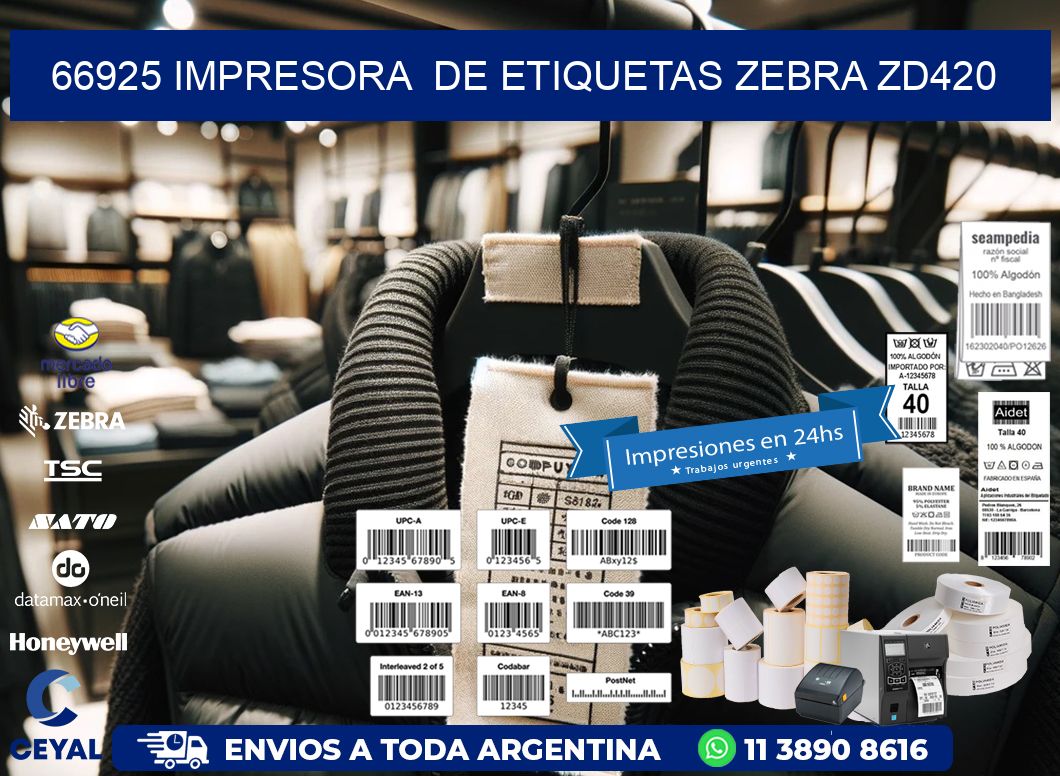 66925 impresora de etiquetas Zebra ZD420