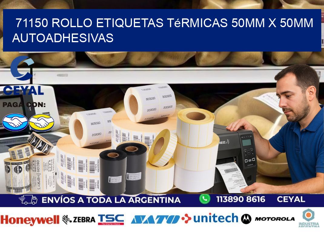 71150 Rollo Etiquetas Térmicas 50mm X 50mm Autoadhesivas