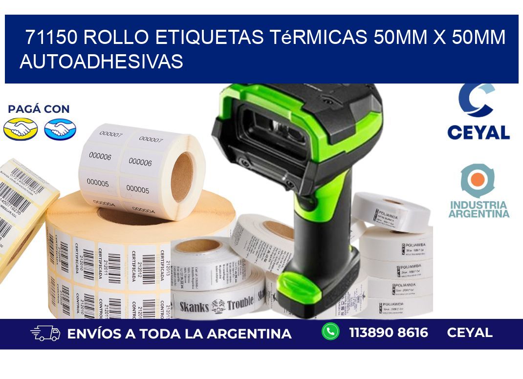 71150 Rollo Etiquetas Térmicas 50mm X 50mm Autoadhesivas