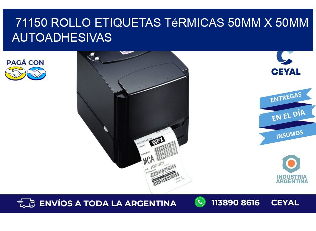 71150 Rollo Etiquetas Térmicas 50mm X 50mm Autoadhesivas