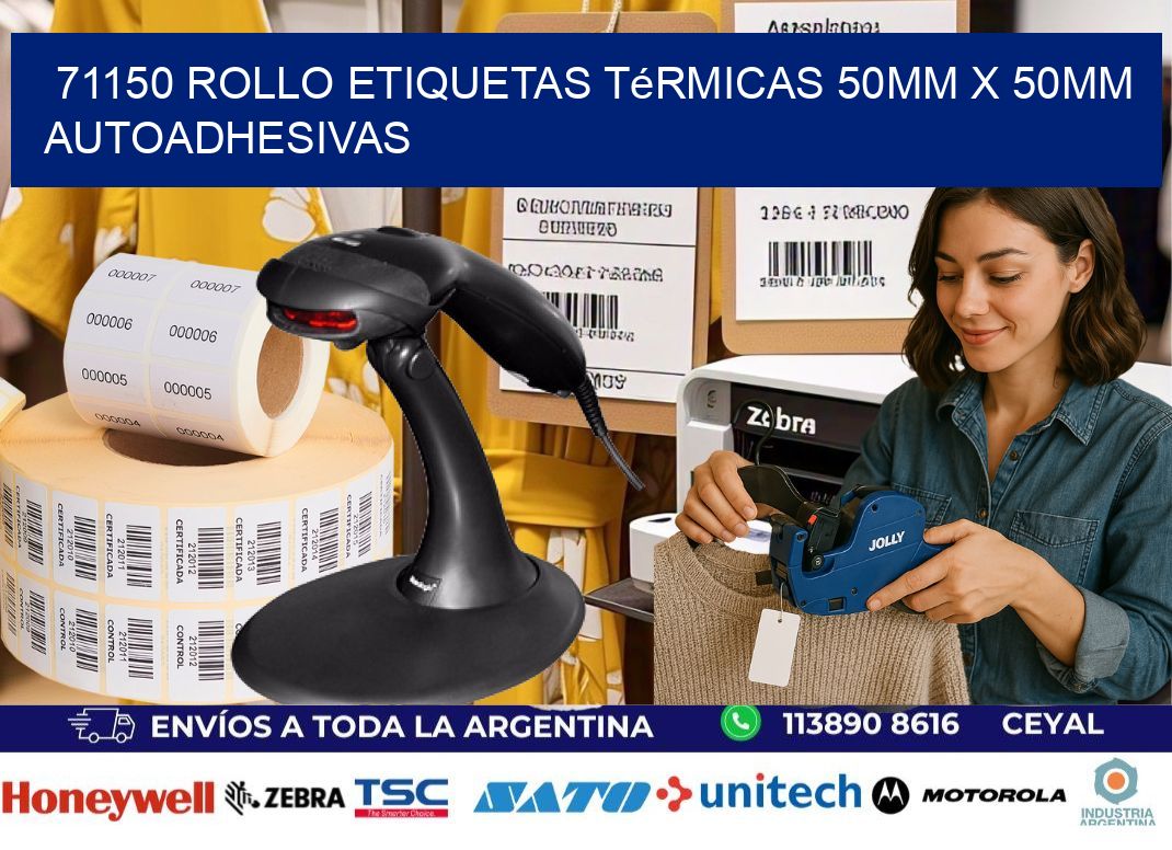 71150 Rollo Etiquetas Térmicas 50mm X 50mm Autoadhesivas