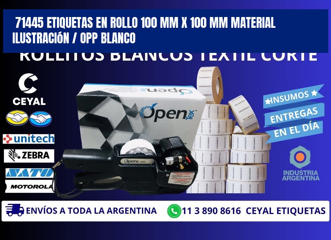 71445 Etiquetas en rollo 100 mm x 100 mm material Ilustración / OPP Blanco