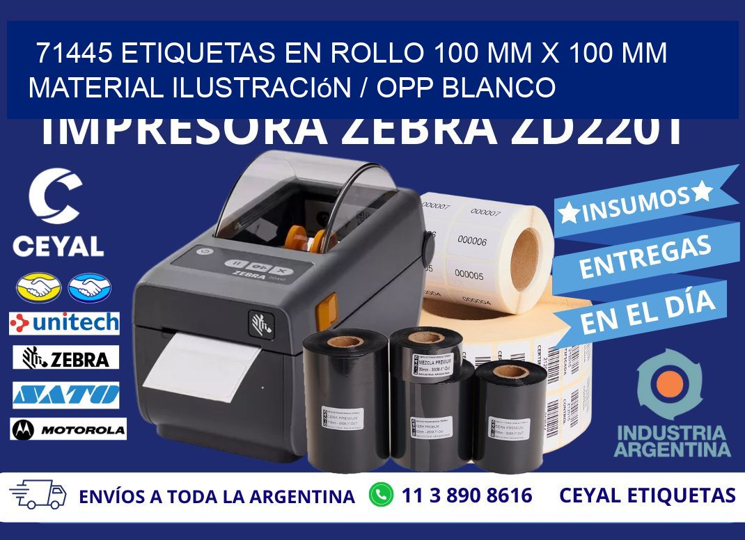 71445 Etiquetas en rollo 100 mm x 100 mm material Ilustración / OPP Blanco