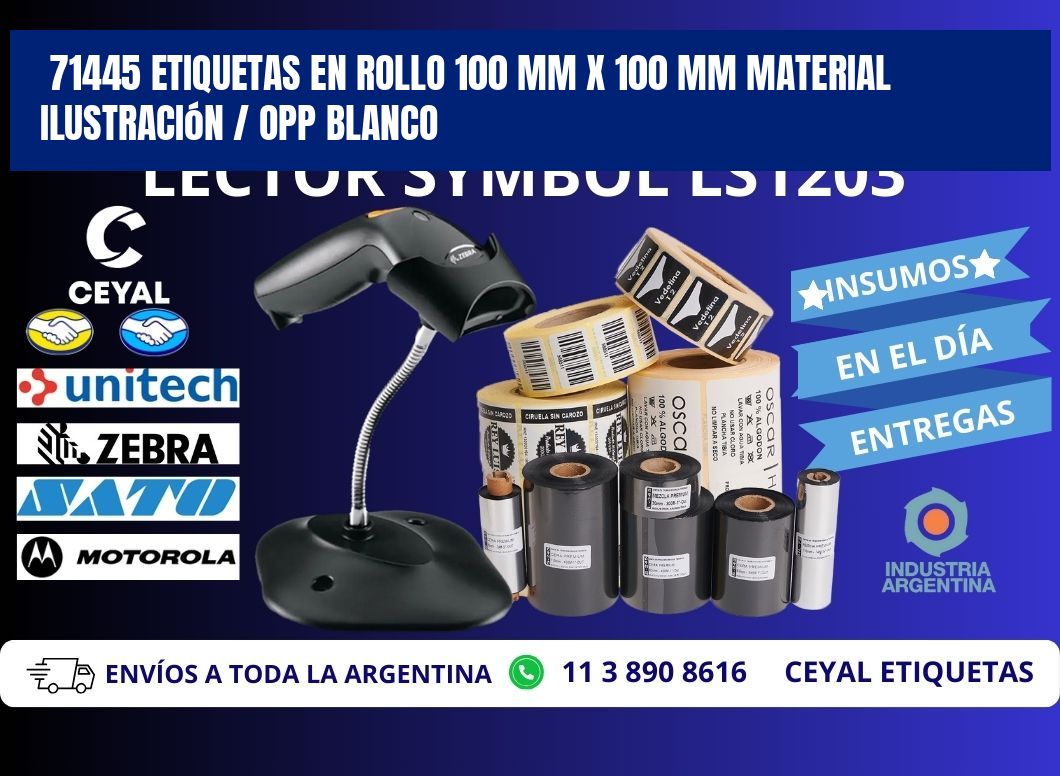71445 Etiquetas en rollo 100 mm x 100 mm material Ilustración / OPP Blanco