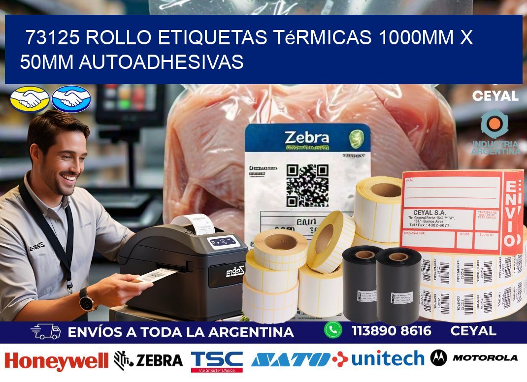 73125 Rollo Etiquetas Térmicas 1000mm X 50mm Autoadhesivas