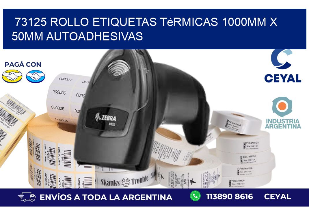 73125 Rollo Etiquetas Térmicas 1000mm X 50mm Autoadhesivas