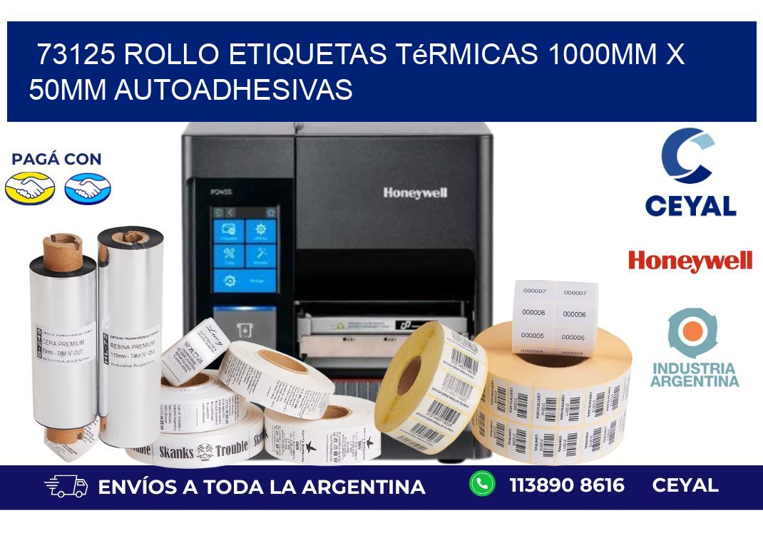 73125 Rollo Etiquetas Térmicas 1000mm X 50mm Autoadhesivas