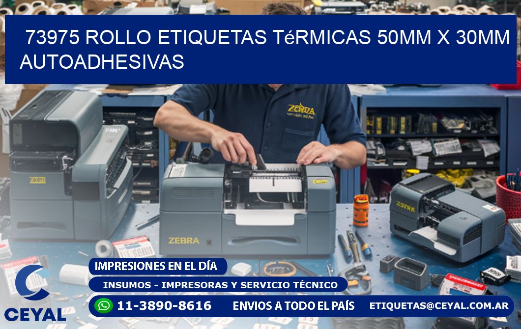73975 Rollo Etiquetas Térmicas 50mm X 30mm Autoadhesivas
