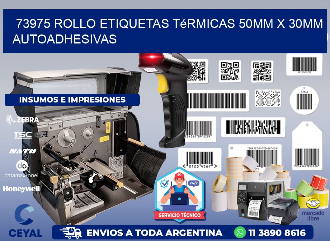 73975 Rollo Etiquetas Térmicas 50mm X 30mm Autoadhesivas
