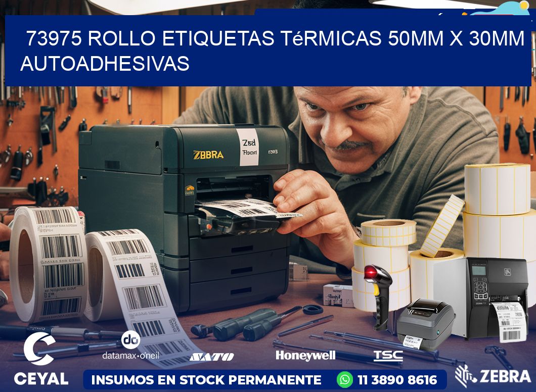 73975 Rollo Etiquetas Térmicas 50mm X 30mm Autoadhesivas