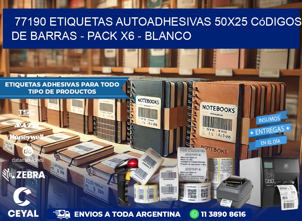 77190 Etiquetas Autoadhesivas 50×25 Códigos De Barras – Pack X6 – Blanco
