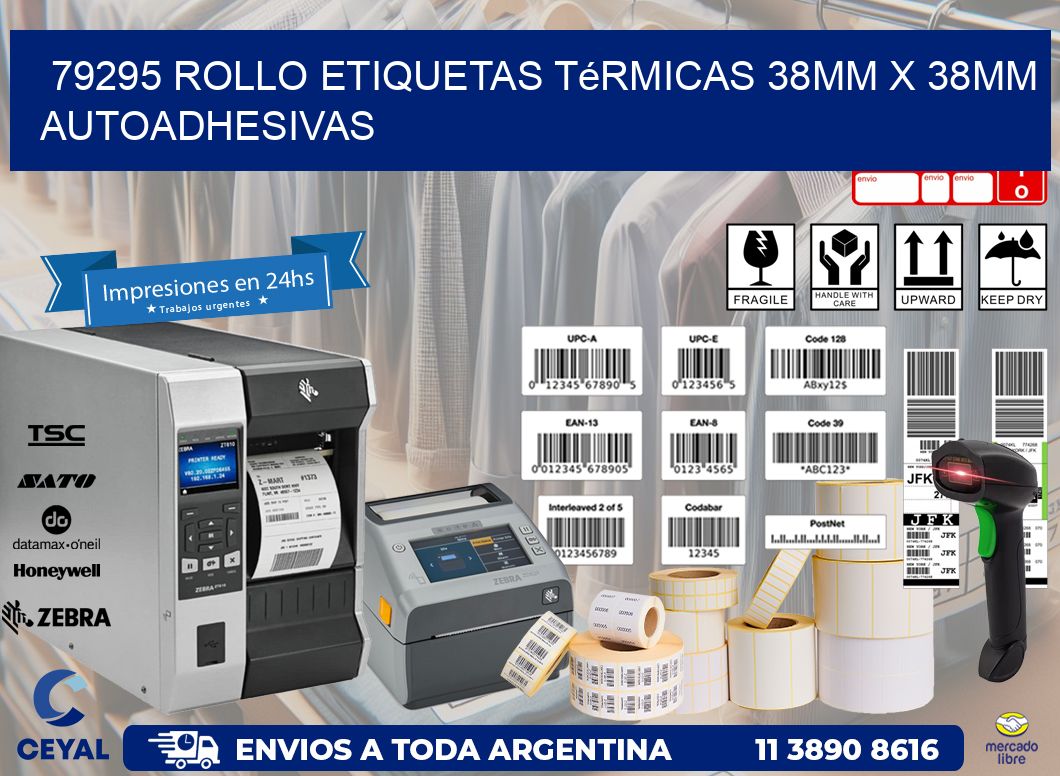 79295 Rollo Etiquetas Térmicas 38mm X 38mm Autoadhesivas