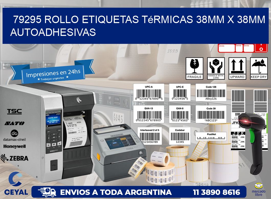 79295 Rollo Etiquetas Térmicas 38mm X 38mm Autoadhesivas