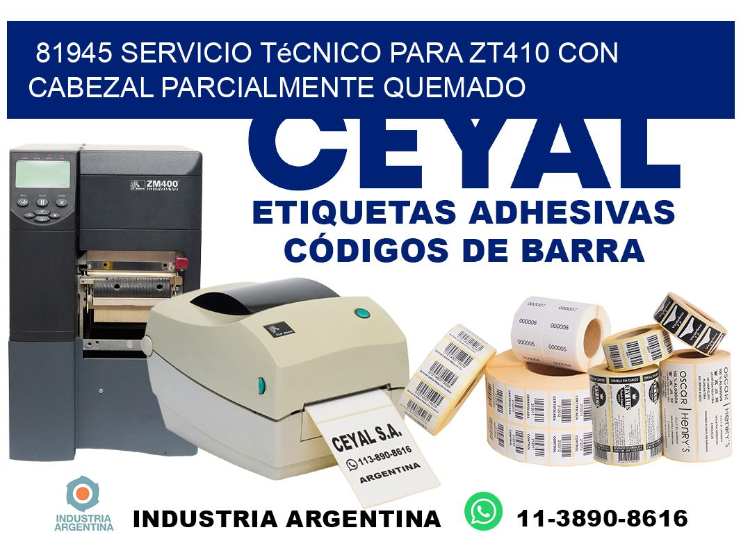 81945 servicio técnico para zt410 con cabezal parcialmente quemado