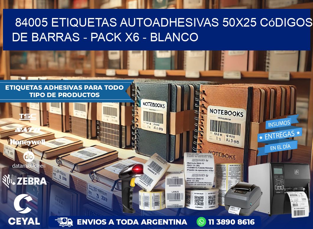 84005 Etiquetas Autoadhesivas 50×25 Códigos De Barras – Pack X6 – Blanco