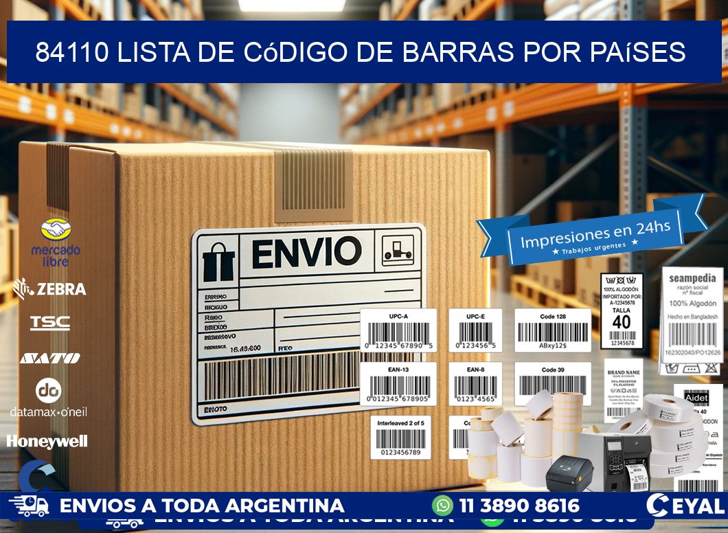 84110 Lista de código de barras por países
