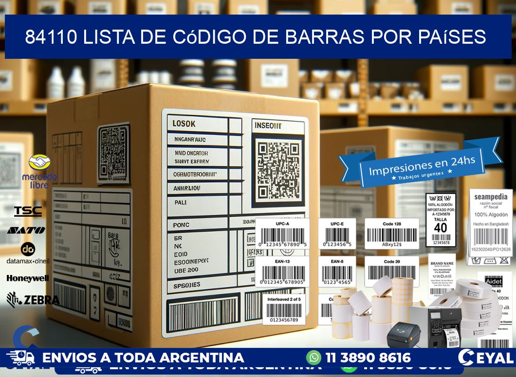 84110 Lista de código de barras por países