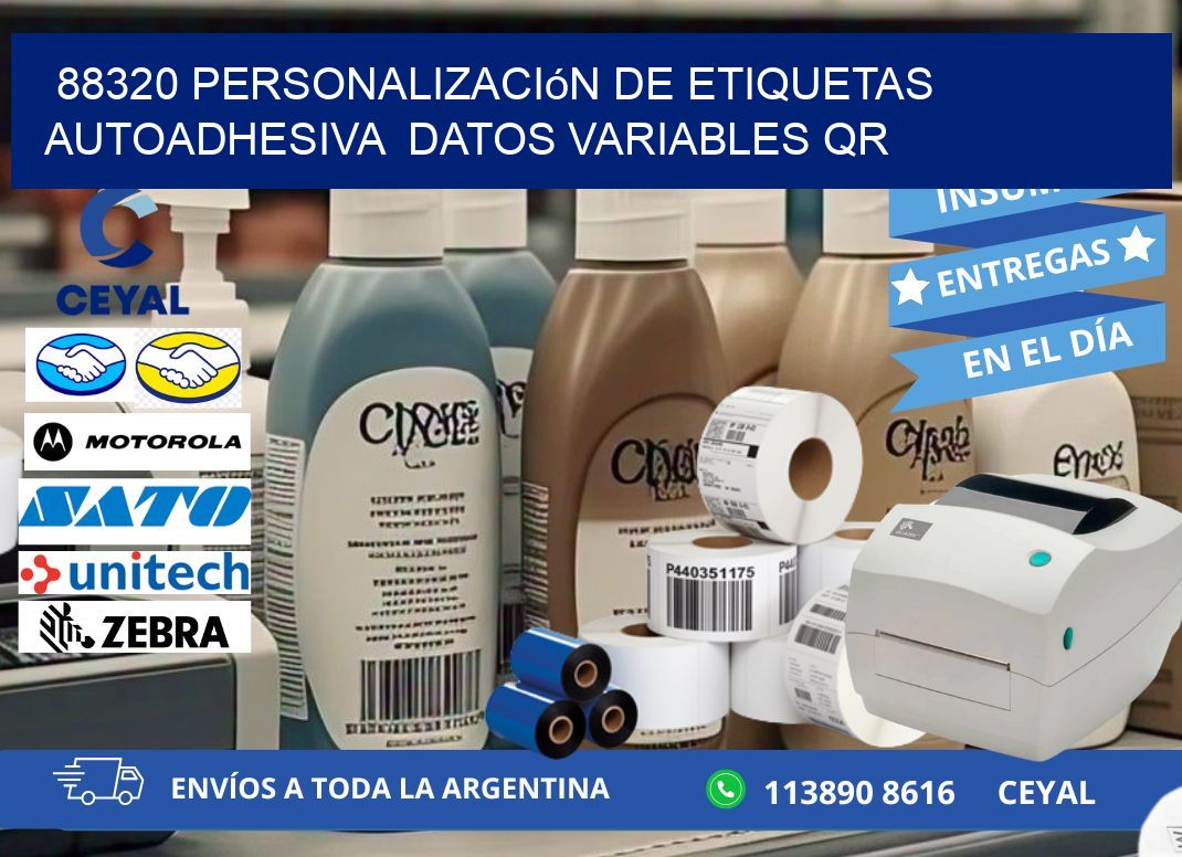 88320 Personalización de etiquetas autoadhesiva  datos variables QR