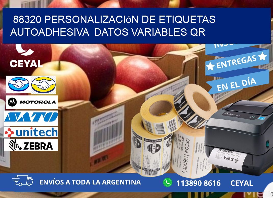 88320 Personalización de etiquetas autoadhesiva  datos variables QR