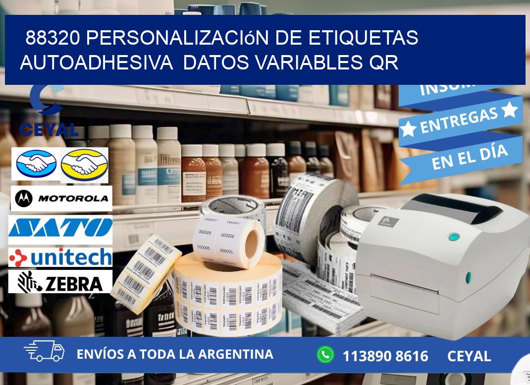 88320 Personalización de etiquetas autoadhesiva  datos variables QR