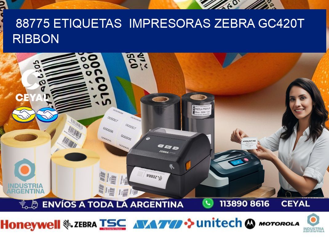 88775 etiquetas  impresoras zebra gc420t ribbon
