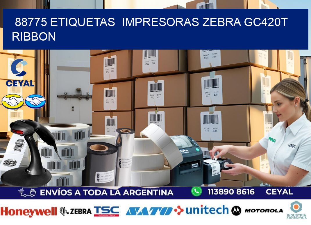 88775 etiquetas  impresoras zebra gc420t ribbon
