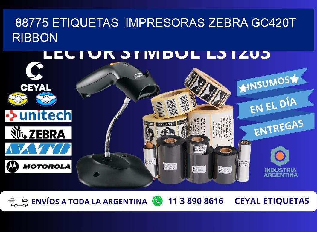88775 etiquetas  impresoras zebra gc420t ribbon
