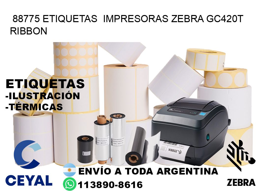 88775 etiquetas  impresoras zebra gc420t ribbon