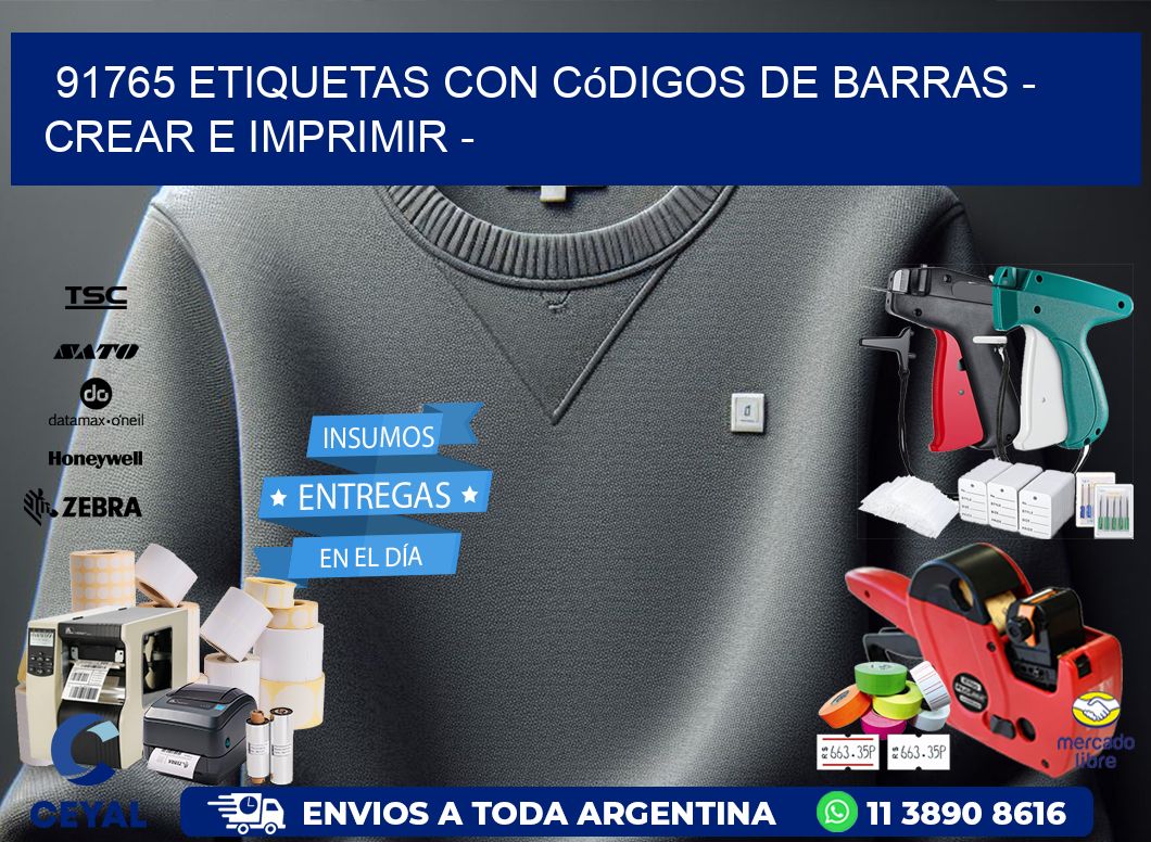 91765 etiquetas con códigos de barras – Crear e imprimir –
