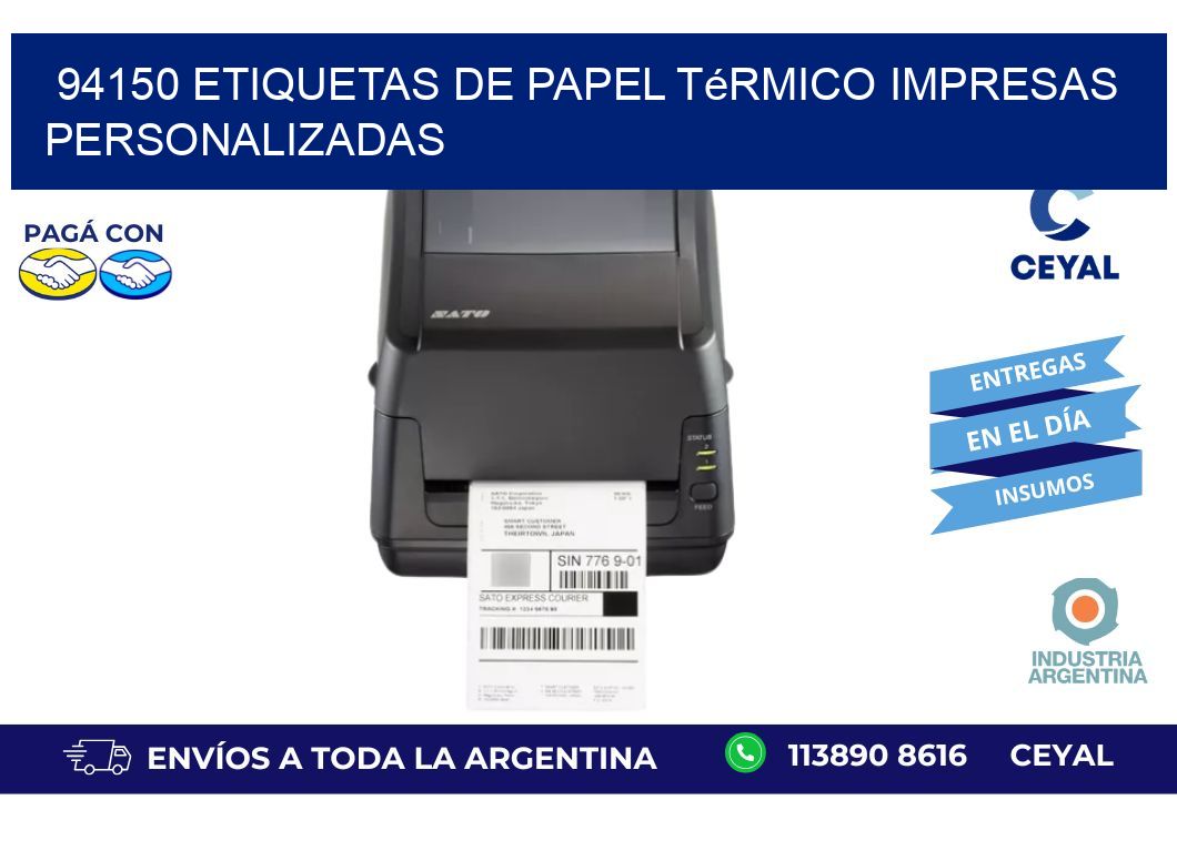 94150 Etiquetas de papel térmico impresas personalizadas