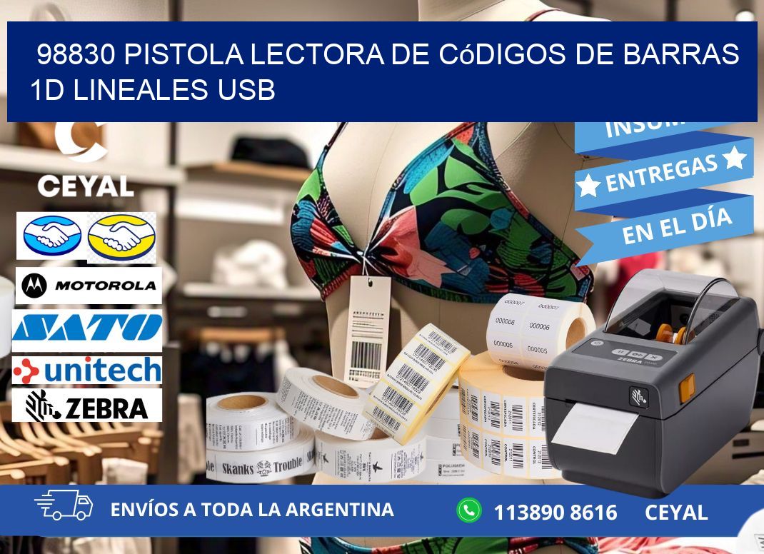 98830 Pistola Lectora De Códigos De Barras 1d Lineales Usb