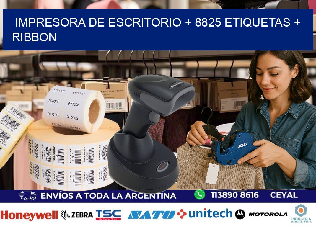 impresora de escritorio + 8825 etiquetas + ribbon