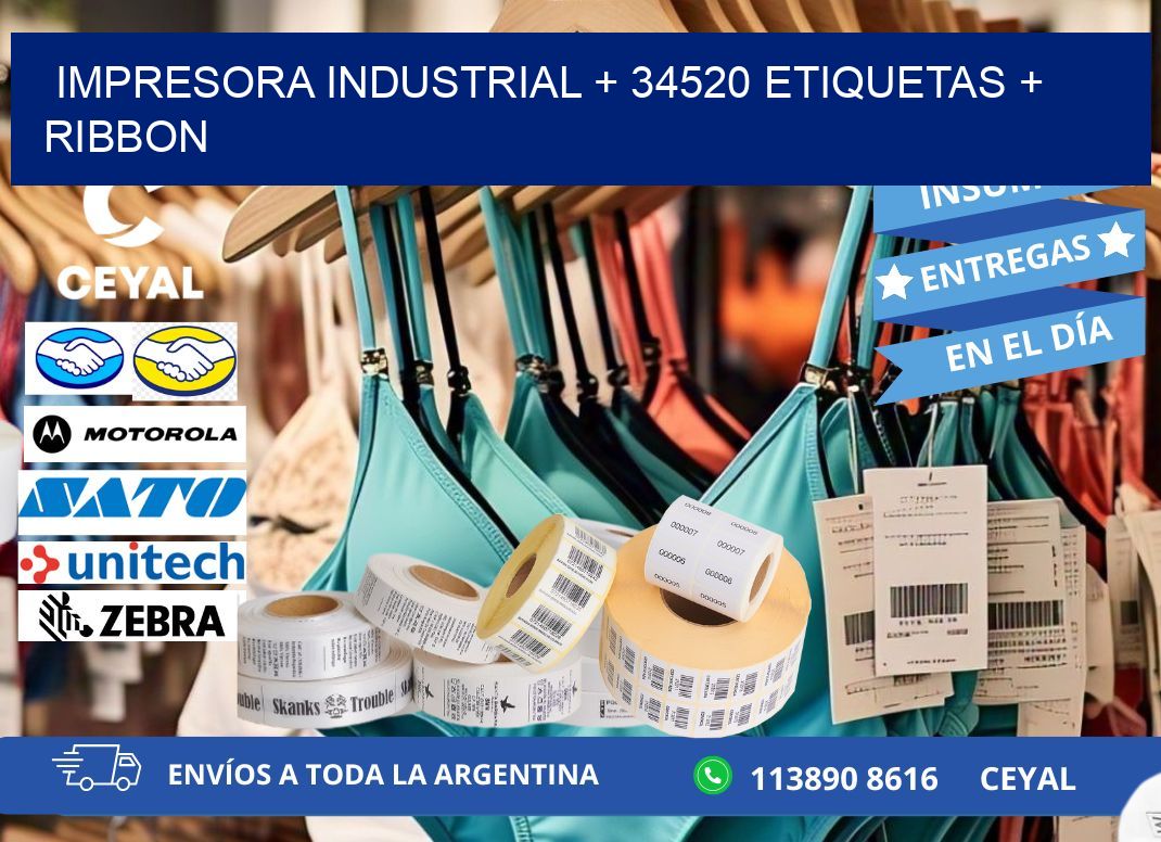 impresora industrial + 34520 etiquetas + ribbon