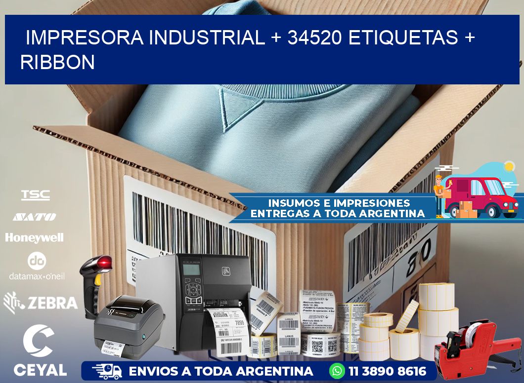 impresora industrial + 34520 etiquetas + ribbon