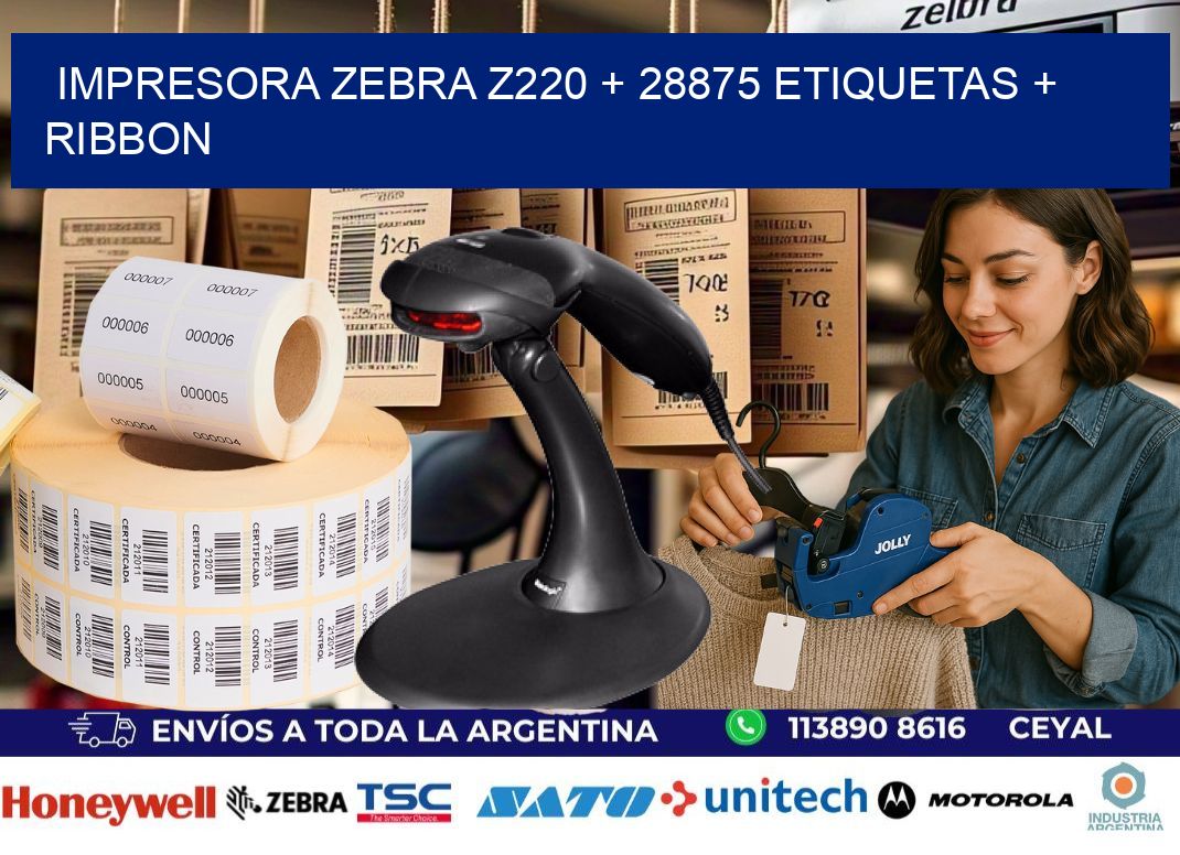 impresora zebra z220 + 28875 etiquetas + ribbon