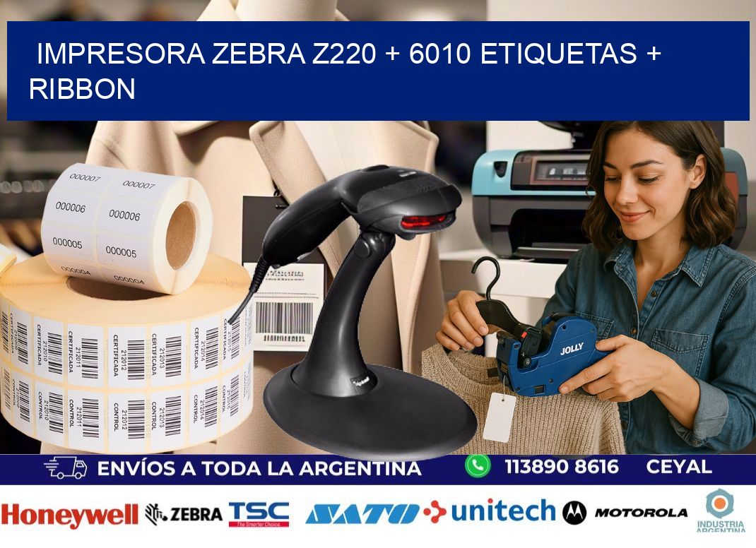impresora zebra z220 + 6010 etiquetas + ribbon