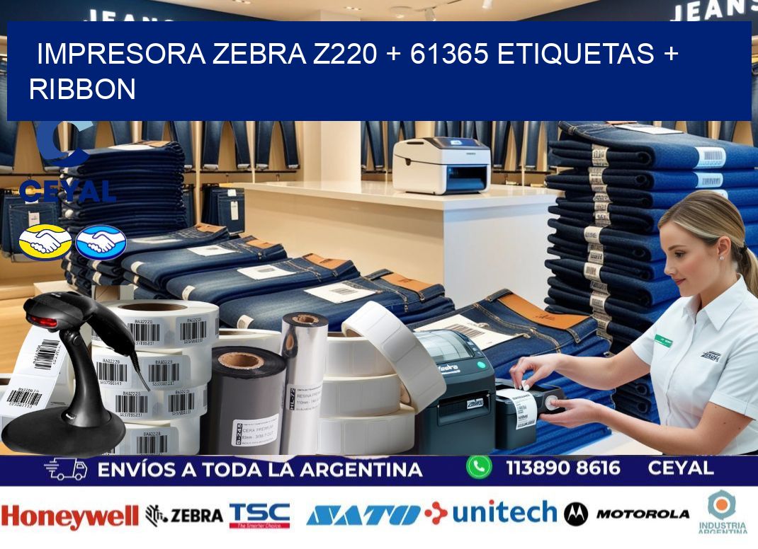 impresora zebra z220 + 61365 etiquetas + ribbon
