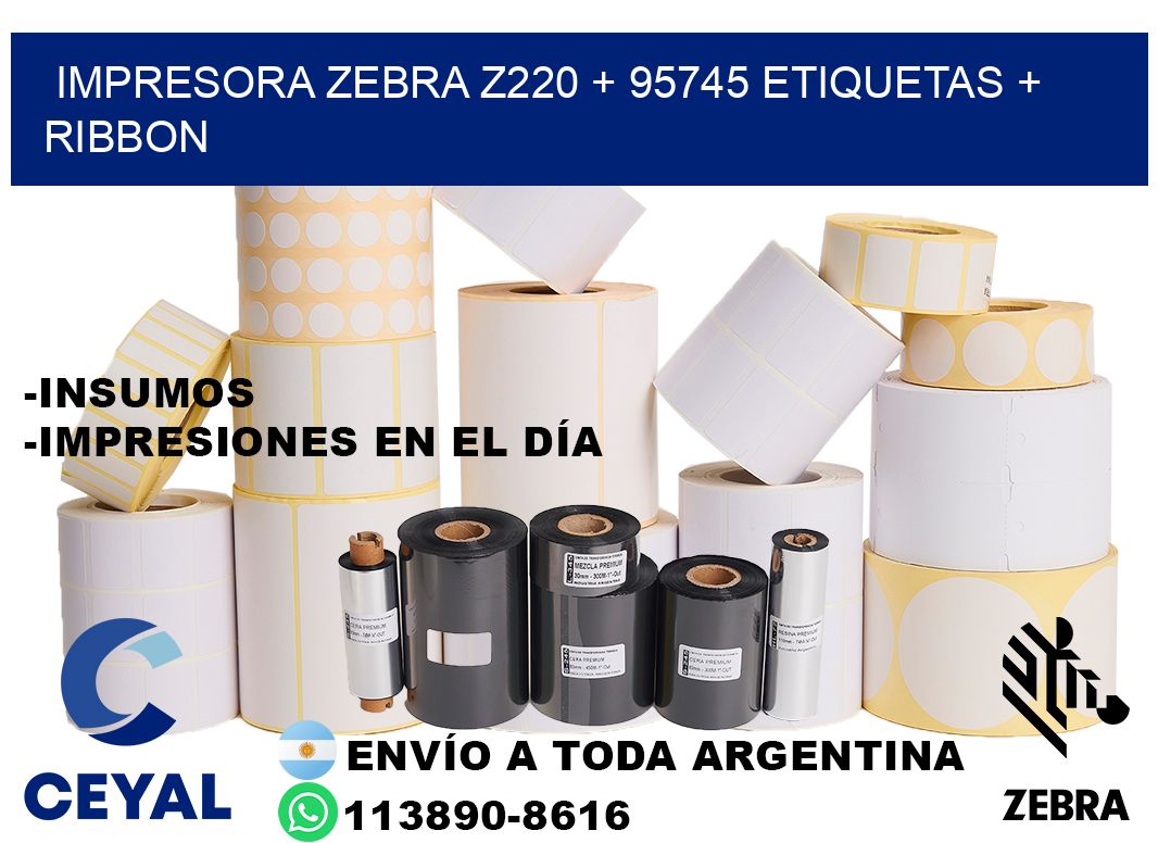 impresora zebra z220 + 95745 etiquetas + ribbon