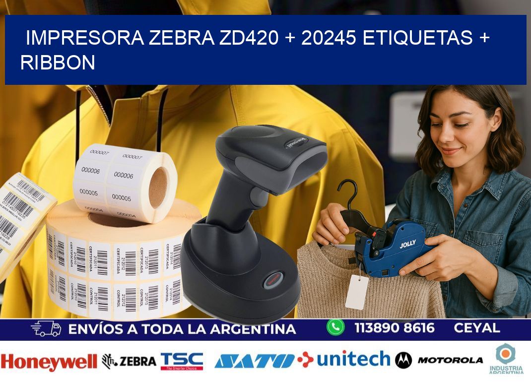 impresora zebra zd420 + 20245 etiquetas + ribbon