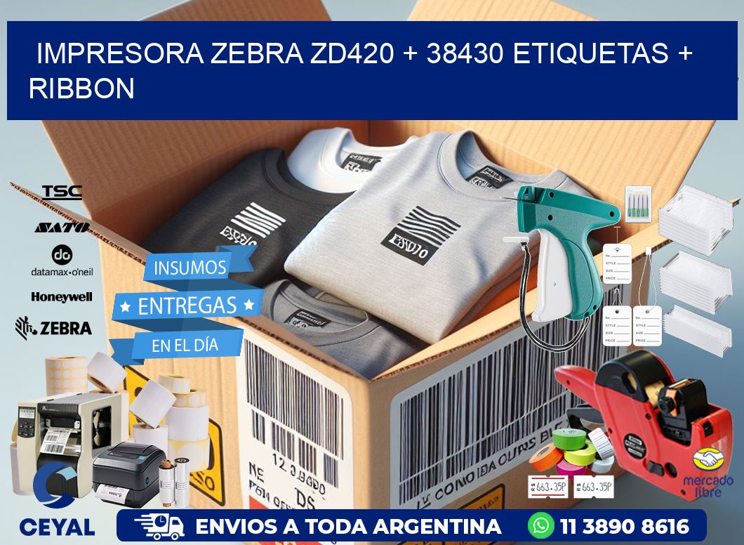impresora zebra zd420 + 38430 etiquetas + ribbon