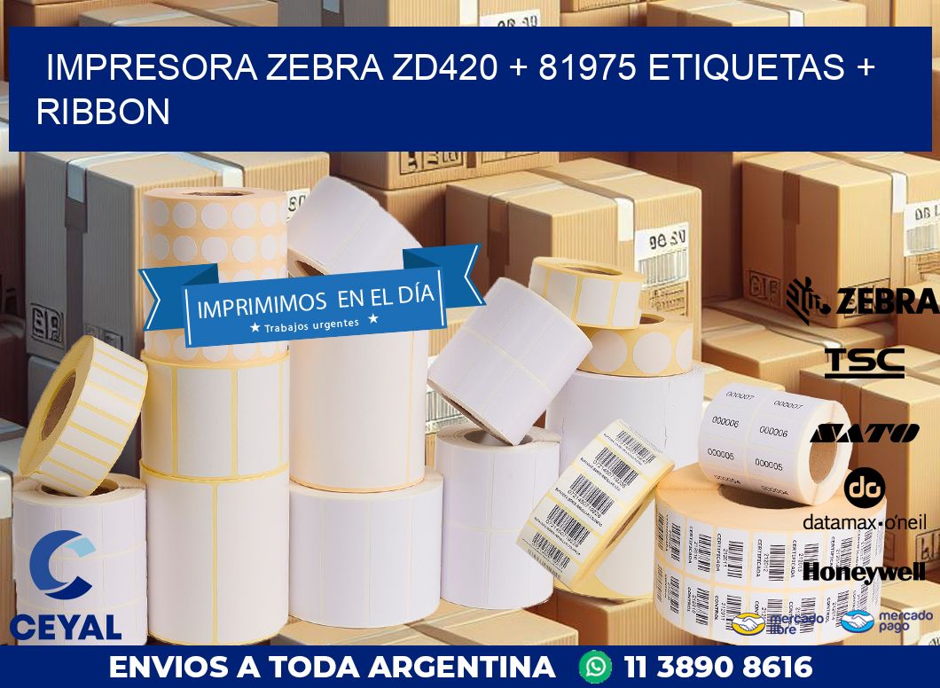 impresora zebra zd420 + 81975 etiquetas + ribbon